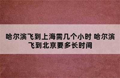 哈尔滨飞到上海需几个小时 哈尔滨飞到北京要多长时间